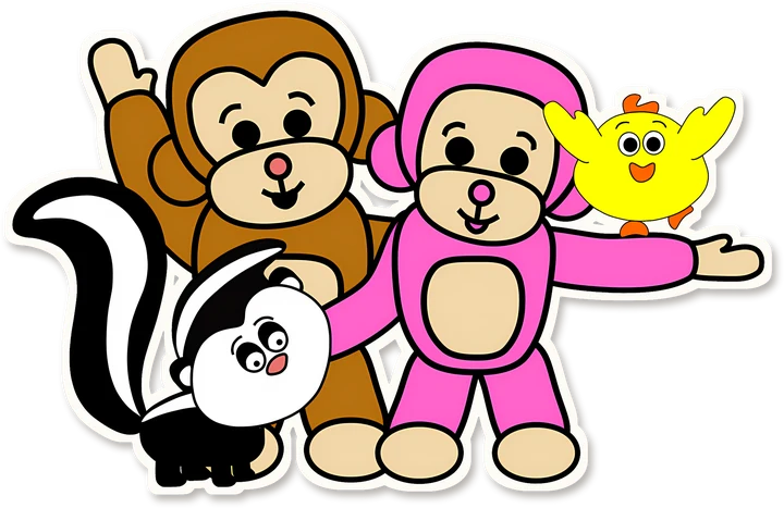 Mamo, Meme, Hippi en Slowy zwaaien
